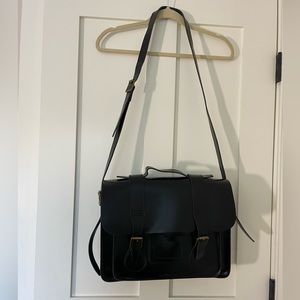 Dr. Marten Black leather messenger bag